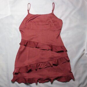 ALTAR’D STATE womens DRESS spaghetti RUFFLE orange RUST mini PROM boho SIZE L